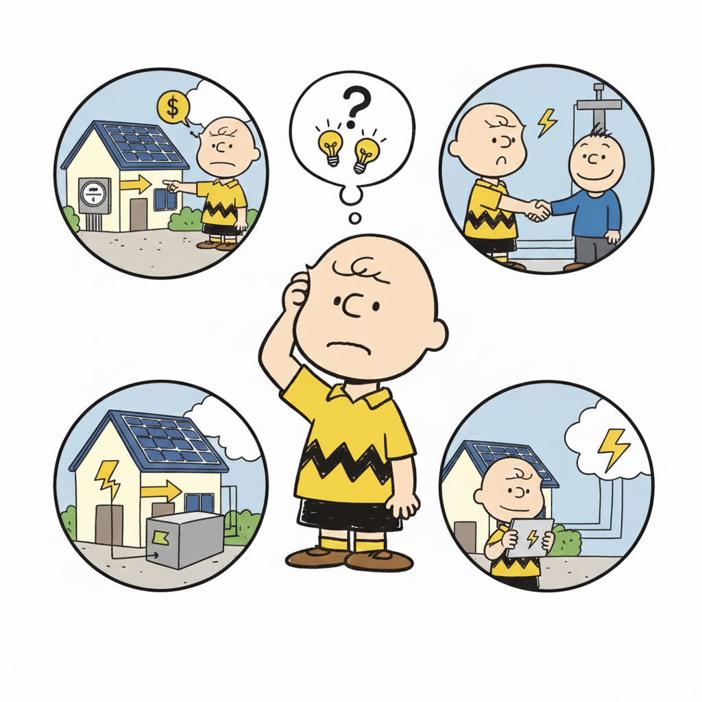 住宅用太陽光蓄電池｜卒FIT後はどうする？  蓄電池導入や売電先変更など 4つの選択肢を比較